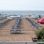 Orizzonte Strand von der Terrasse des Restaurants - Hotel Orizzonte